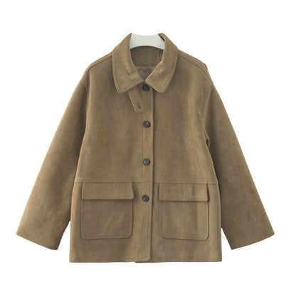 【H5493】實拍復古高領麂皮絨西裝外套251109