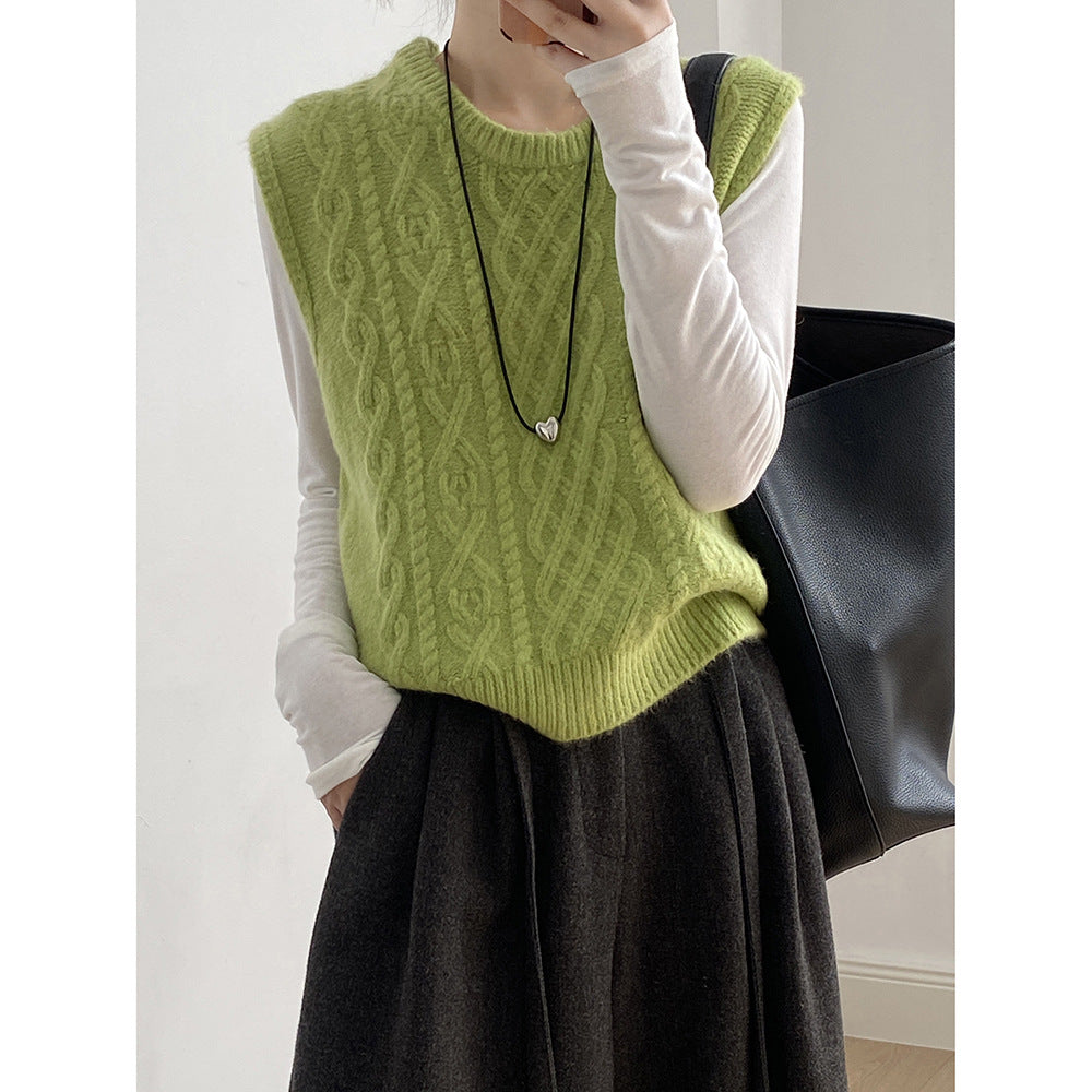 【YP2617】 實拍圓領麻花軟糯針織背心251023