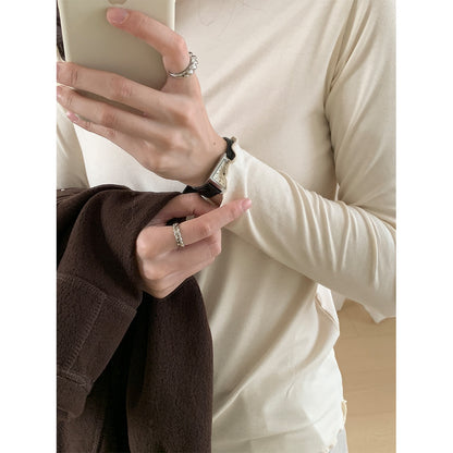 【H568】實拍基礎款木耳邊半高領純色打底衫251021