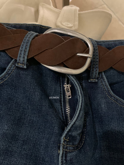 【L2651】實拍檸檬秋冬復古加厚顯瘦直筒微喇牛仔褲＋腰帶251117