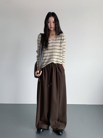 【LD11022】實拍肌理感寬鬆條紋針織衫251110