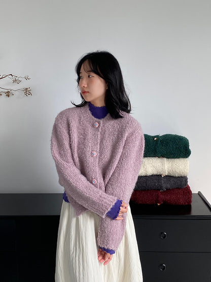 【cimz1391】實拍毛茸茸可愛羊毛針織毛衣開衫（羊毛14%)251201