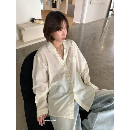 【LR2266】實拍imiss質感推薦！蕾絲苧麻長袖襯衫260305