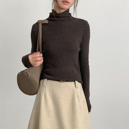 【LD11061】實拍紗網肌理超彈高領修身打底T恤251209