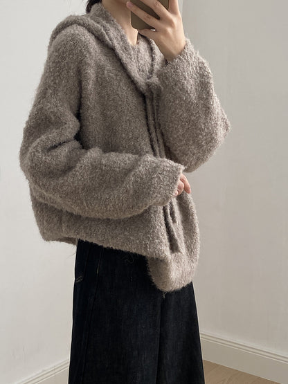 【YK259】實拍冬季慵懒奶呼呼針織毛衣+可拆卸披肩帽子(羊毛12%)251113