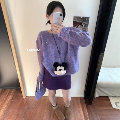 【L6873】實拍檸檬秋冬簡約軟糯保暖毛衣+針織手拎包251117