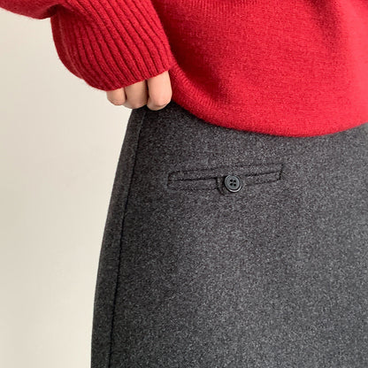 【LD11068】實拍S~XL加厚羊毛呢高腰a字短裙(羊毛10%)251209