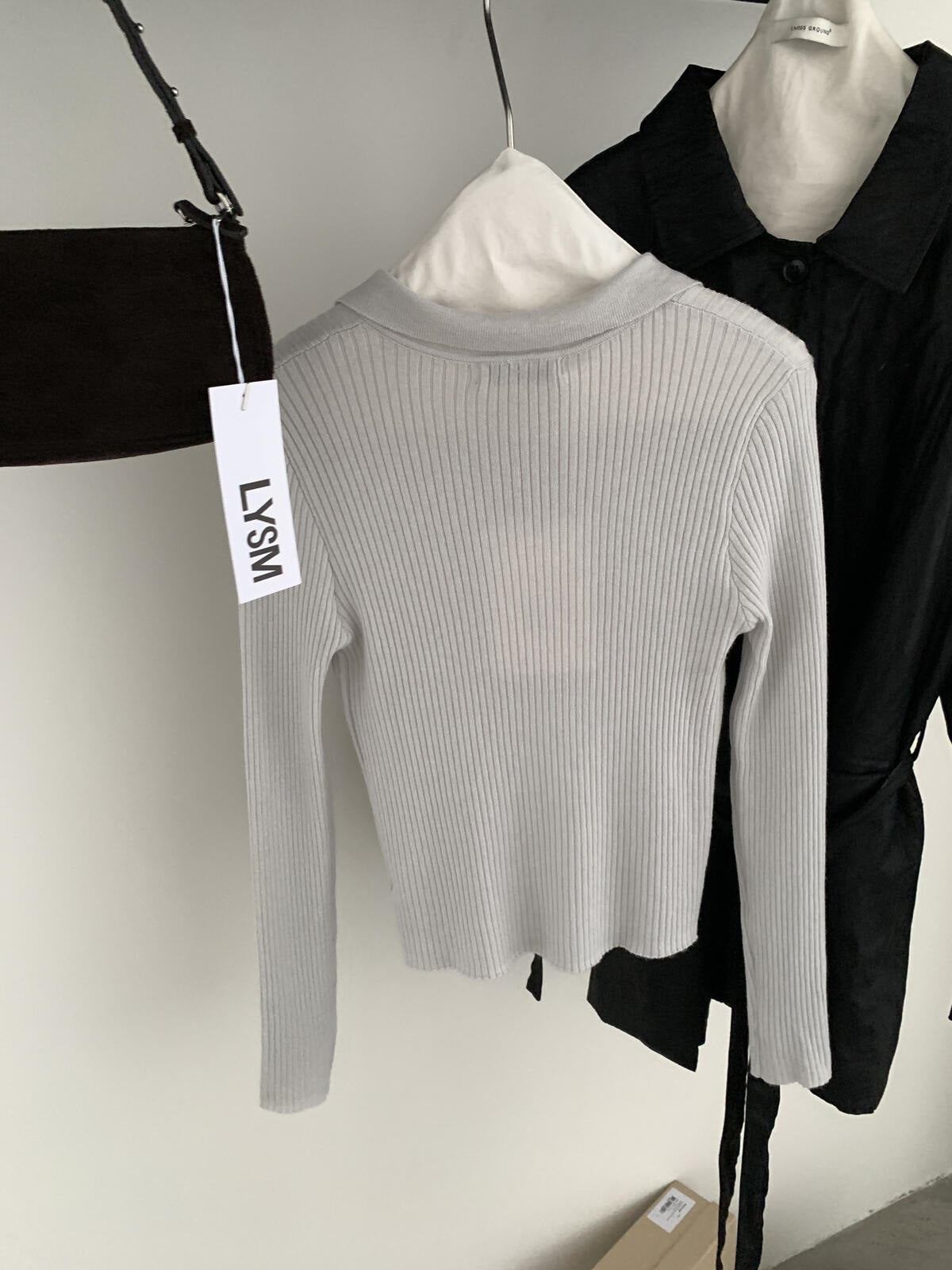 【LS01509】實拍IMISS俐落日常・小馬刺繡羅紋翻領針織衫261006