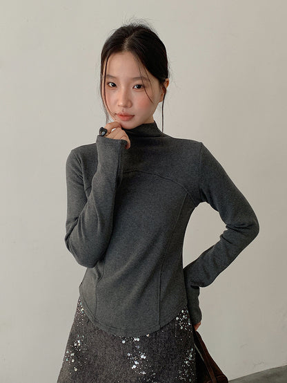 【LD11041】實拍羊绒簡約高領長袖T恤251202