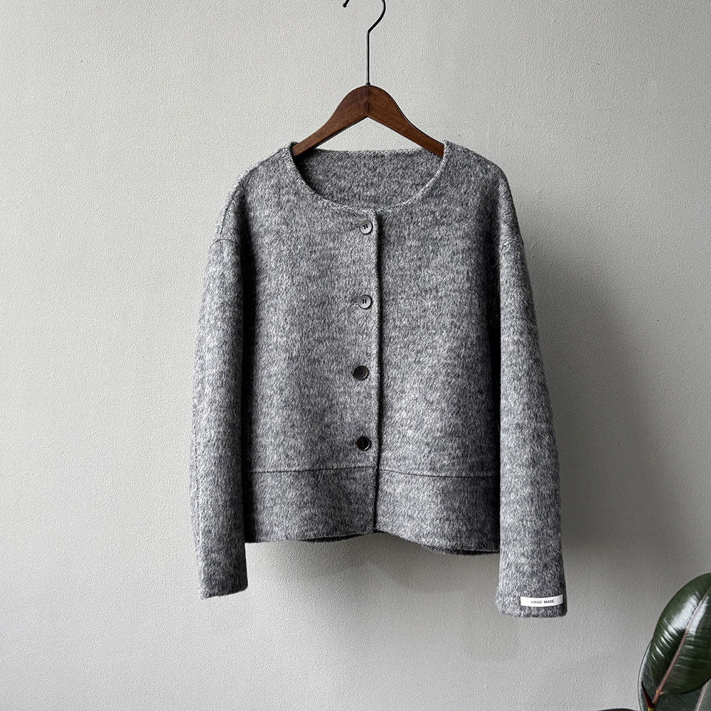 【Y8522】實拍高單氣質簡約綿羊毛呢外套（棉羊毛52%)251106