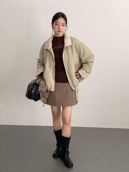 【LD11032】實拍S~XL羊毛絨超瘦高腰A字裙羊毛10%(內有安全褲+皮帶）251124