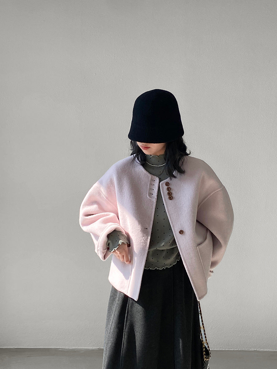 【cimz8538】實拍超美香芋色廓形厚款雙面羊毛外套大衣（羊毛100)251120