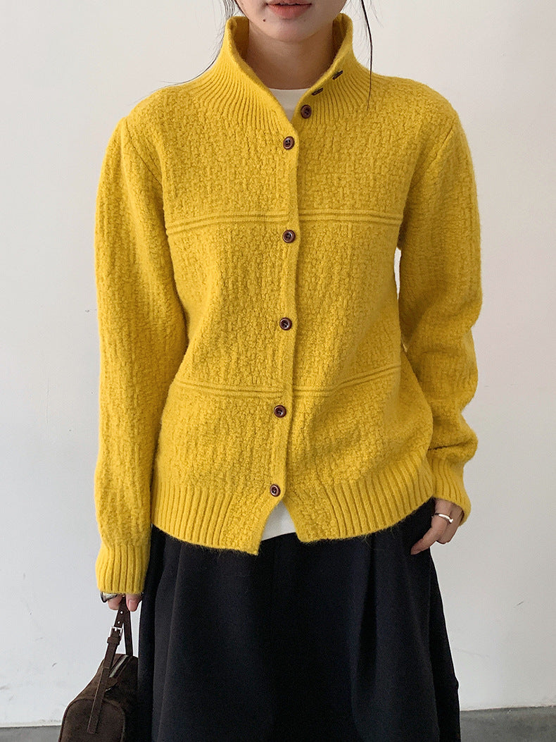 【LD11037】實拍高領開衫針織毛衣251202