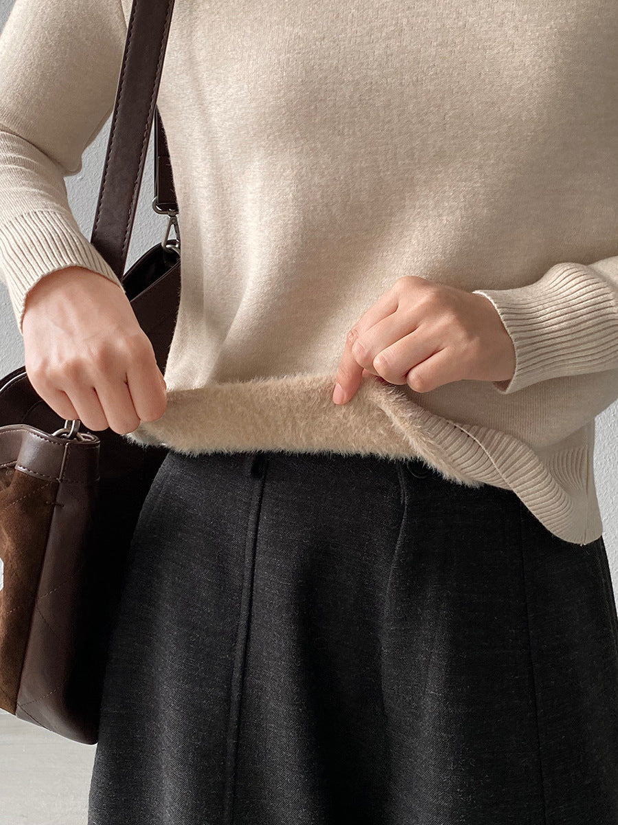 【cimz1190】實拍一體絨加絨加厚保暖小高領針織衫251120