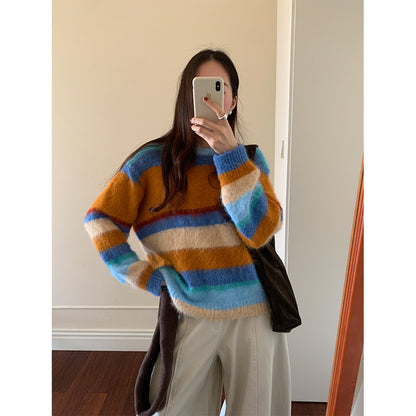 【H5522】實拍韓系街頭絨毛彩色針織毛衣251125