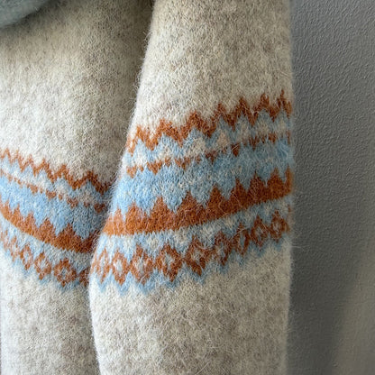 【YP6106】 實拍費爾島提花針織外套＋圍巾(含羊毛3%) 251023