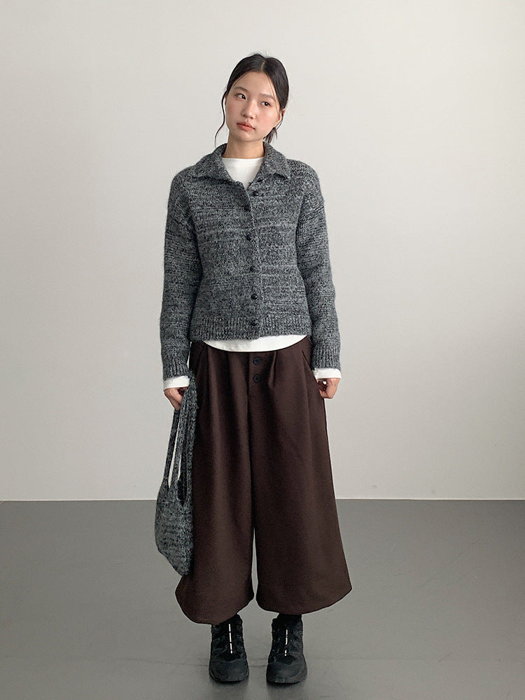 【LD3296】實拍輕奢復古寬翻領厚實針織外套＋針織包251103