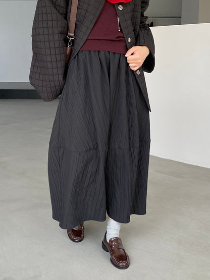 【cim1708】實拍秋冬法式寂靜高腰加厚微花苞A字裙251030