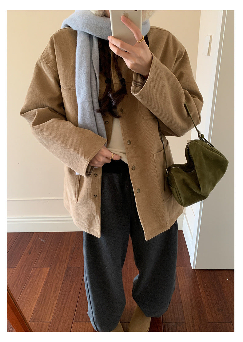 【H5500】實拍 復古燈芯絨加厚夾棉大衣外套251118