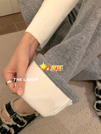 【L9307】實拍檸檬秋冬假兩件屁簾顯瘦加絨微喇休閒褲251208