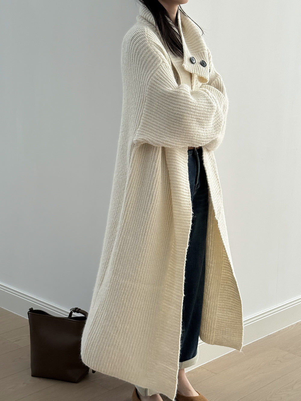 【Y913】實拍大翻領長針織大外套251106