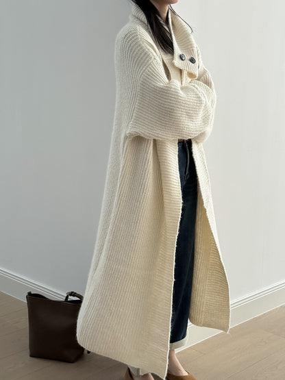 【Y913】實拍大翻領長針織大外套251106