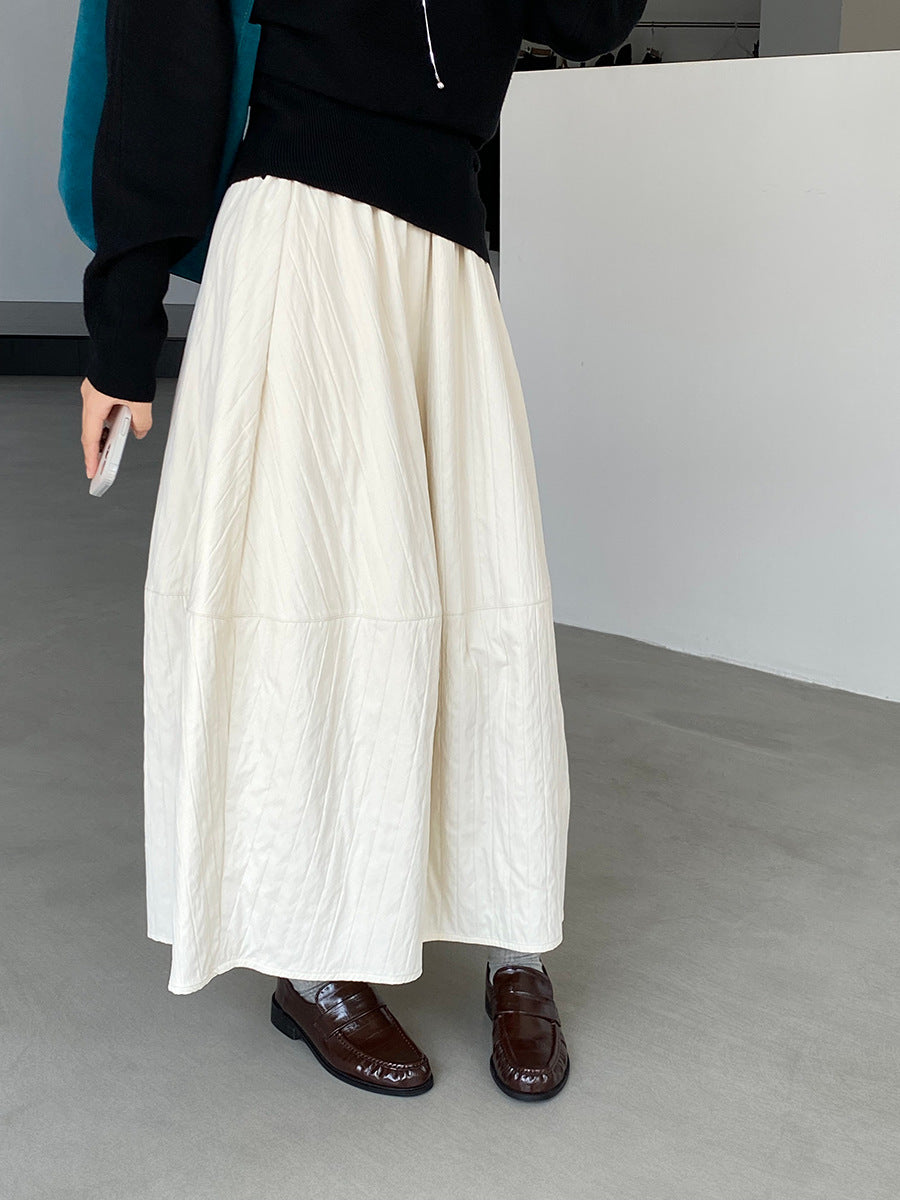 【cim1708】實拍秋冬法式寂靜高腰加厚微花苞A字裙251030