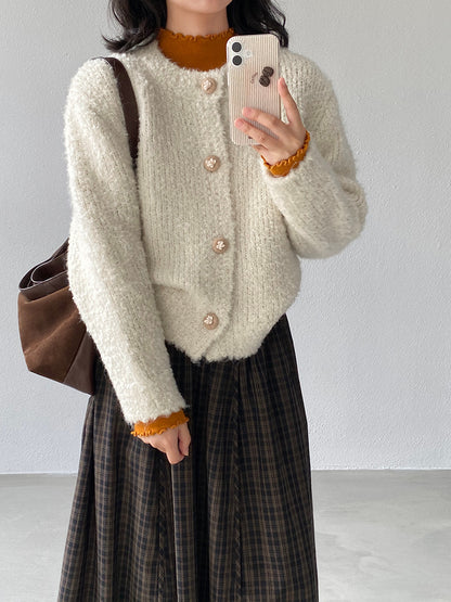 【cimz1391】實拍毛茸茸可愛羊毛針織毛衣開衫（羊毛14%)251201