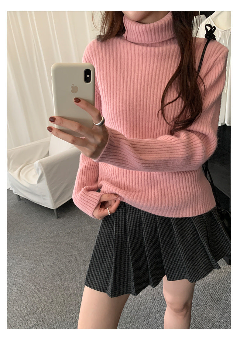 【H5484】實拍秋冬加厚慵懶高領針織毛衣251109