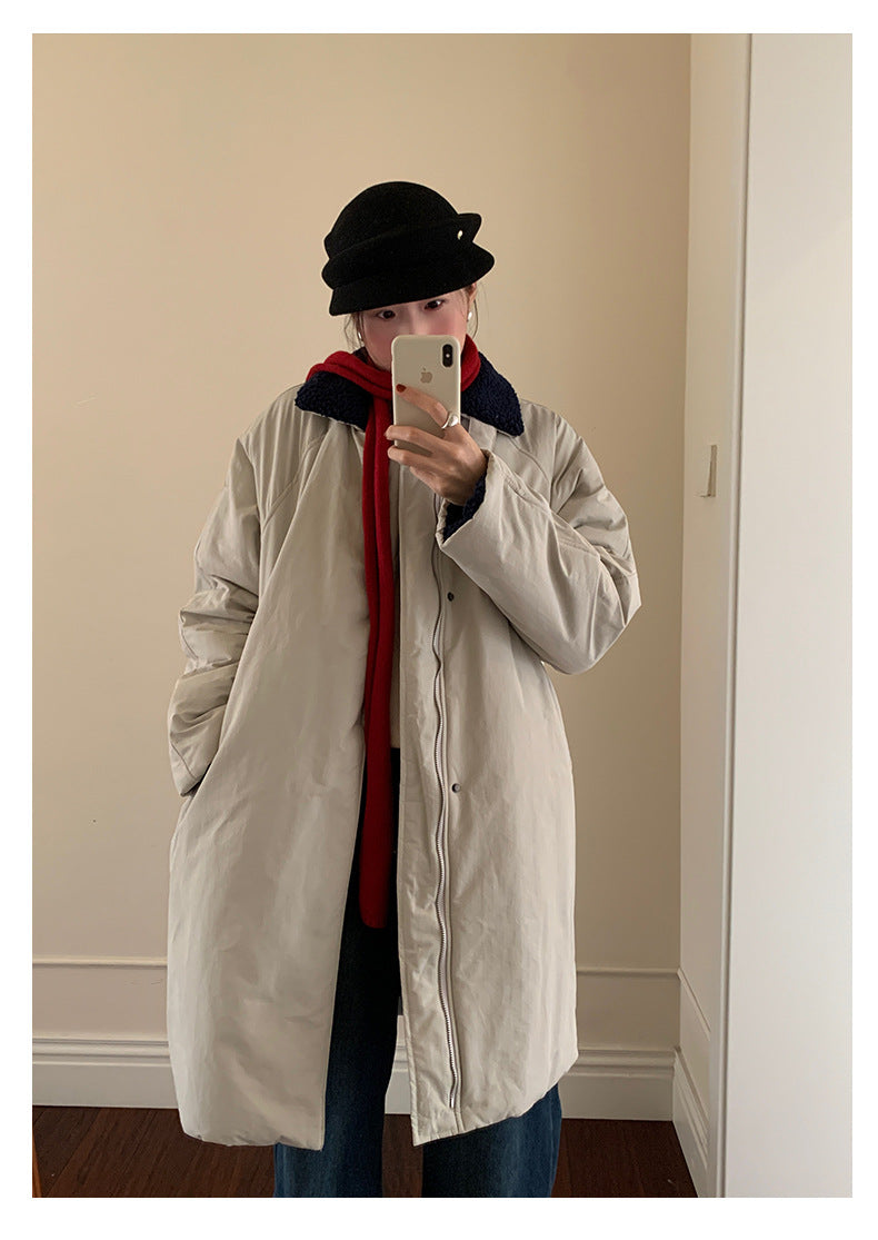 【H5498】實拍韓系加厚保暖長款棉服大衣外套251118