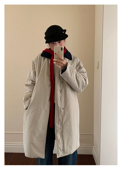 【H5498】實拍韓系加厚保暖長款棉服大衣外套251118