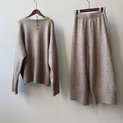 【YP1015】 實拍寬鬆針織毛衣＋休閒針織長褲 套裝251023