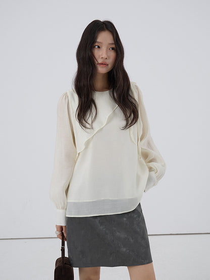 【LD3290】實拍法式釘珠蝴蝶結天絲雪紡襯衫251103