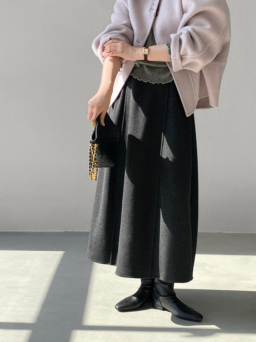 【cimz6392】實拍極簡內加絨加厚高腰毛呢長裙（羊毛3)251120