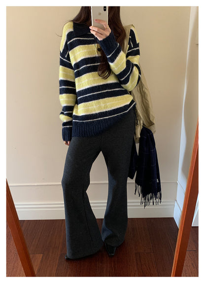 【H5517】實拍超級瘦高腰加絨厚款氣質喇叭褲251125