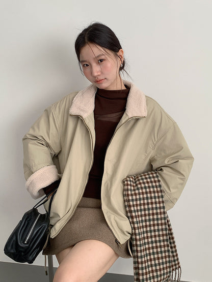 【LD11031】實拍冬天高級感加厚立領羊羔毛保暖夾克外套251124