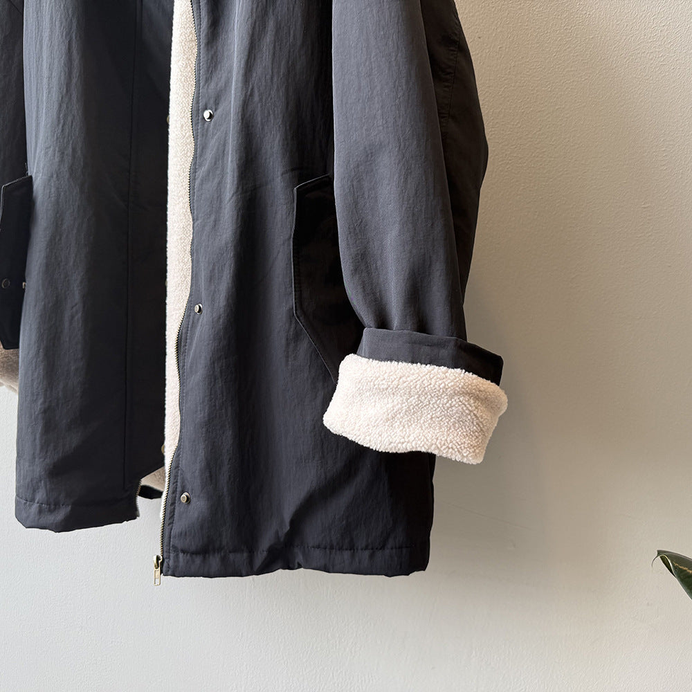 【Y82650】實拍立領帥氣內裡羊羔毛工裝外套251016