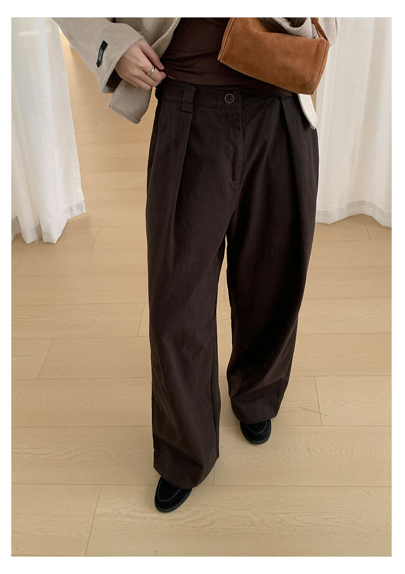 【H566】實拍秋冬高腰斜紋棉挺版西裝長褲（後鬆緊腰）251021