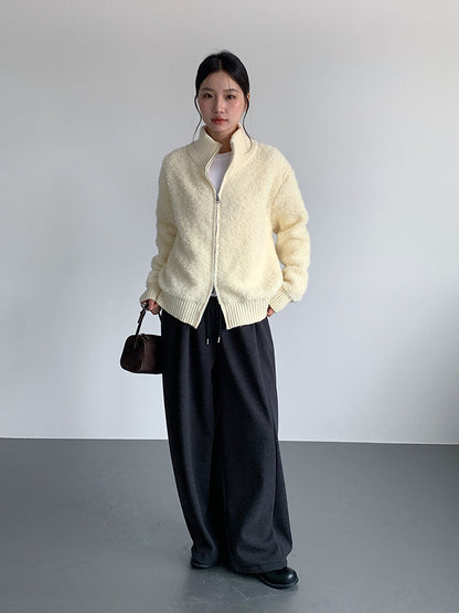 【LD11015】實拍雙頭拉鍊毛絨半高領加厚針織毛衣外套251110