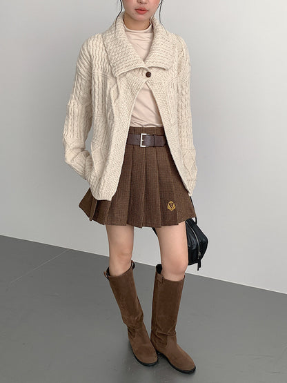 【LD3297】實拍復古立體厚實絞花大翻領毛衣外套251103