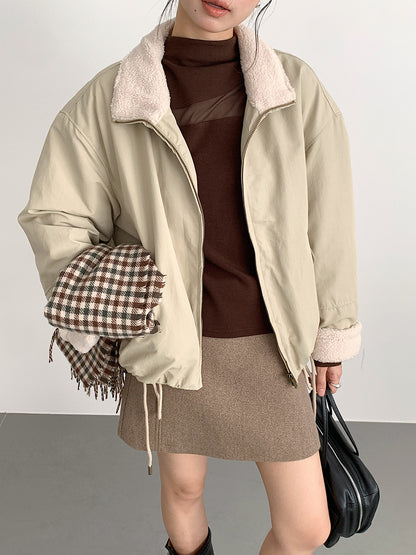 【LD11031】實拍冬天高級感加厚立領羊羔毛保暖夾克外套251124