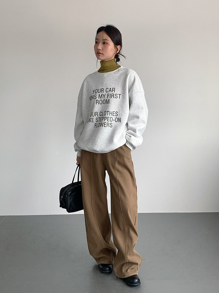 【LD11020】實拍S~XL加絨加厚復古水洗做舊彎刀闊腿牛仔褲251110