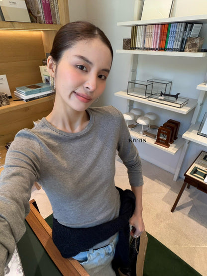 【LK3059】KITTIN 軟糯親膚・修身彈力圓領長袖T恤260921