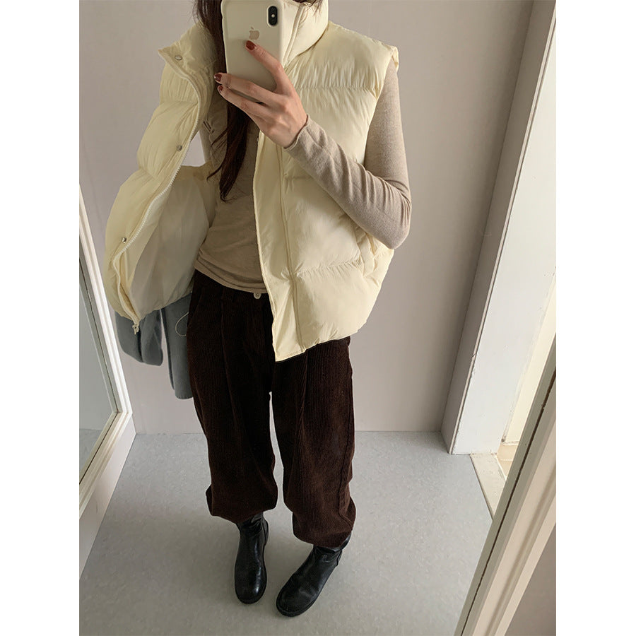 【H5474】實拍秋冬簡約立領保暖棉服背心251109