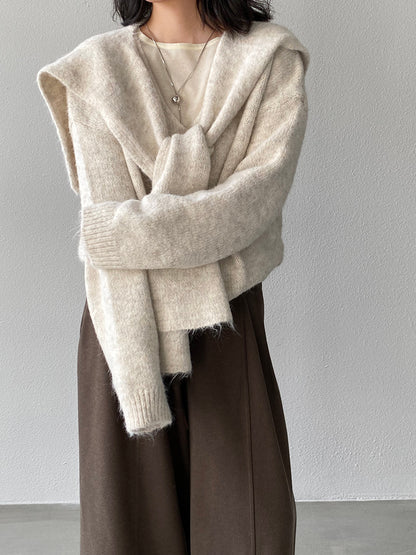 【cim8802】實拍纯色溫柔針織毛衣+針織披肩(羊毛8）251114