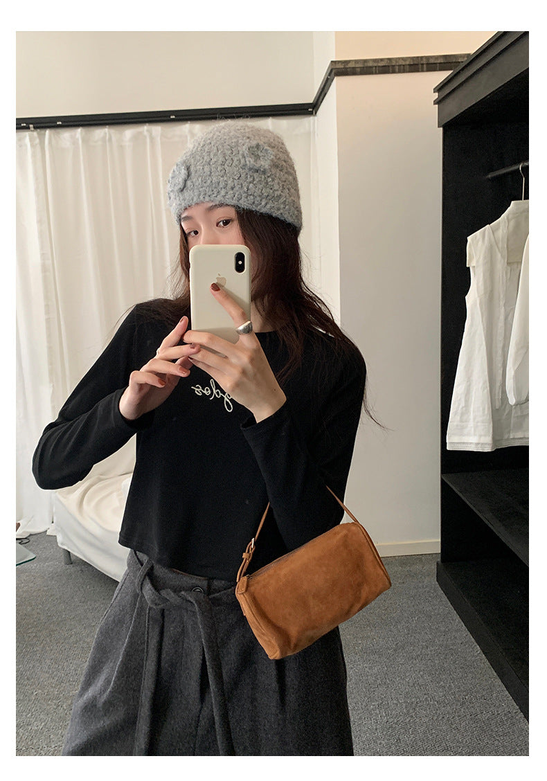 【H5482】實拍磨毛舒適質感刺繡長袖T恤251109