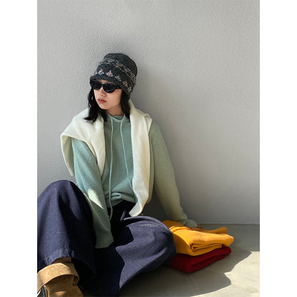 【cimz1374】實拍極簡淨色高領抽繩針織毛衣251120