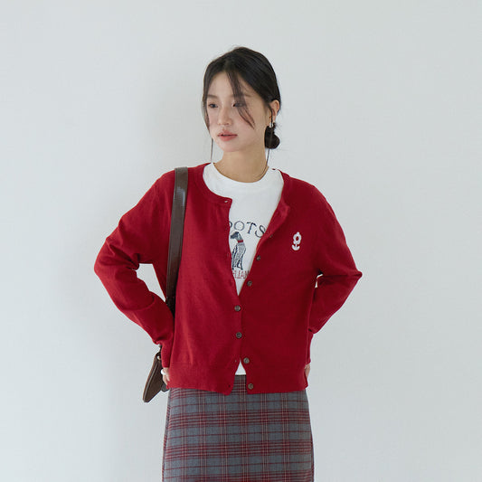 【LD3196】實拍刺繡小花長袖針織小外套250929