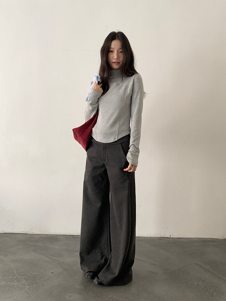 【LD11048】實拍S~XL秋冬毛呢厚款高腰直筒褲251202