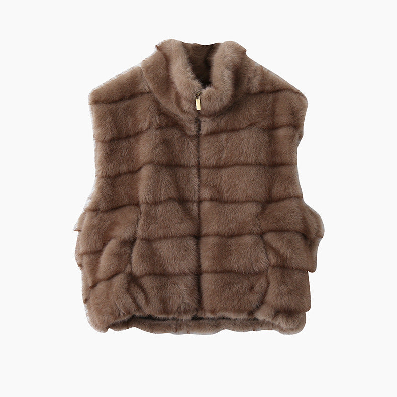 【LD11042】實拍皮毛一體立領拉鍊背心外套251202